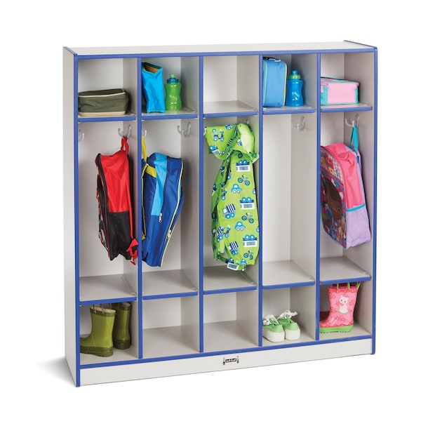 Jonti-Craft Rainbow Accents 5 Section Coat Locker, Blue 2681JCWW003 - main